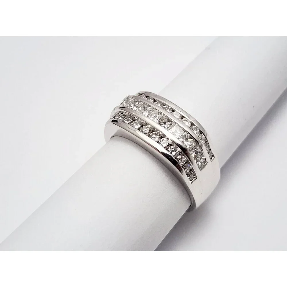 Unique 14K Karat Solid White Gold Designer Diamond Men's Ring Size 11.5 - 2.60ct